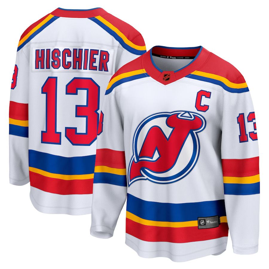 Men New Jersey Devils 13 Nico Hischier Fanatics Branded White Special Edition Breakaway Player NHL Jersey